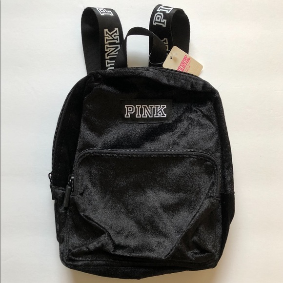 Black velvet pink backpack Clearance